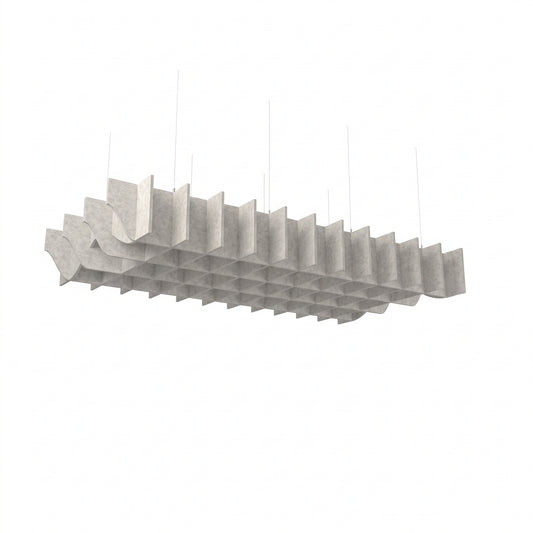 Felted Weave acoustic ceiling baffle grid kit in Natural Cotton