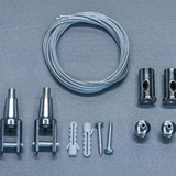 Ceiling anchor with wire rope and adjustable panel gripper for 12mm boards x 2