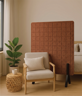 Office Partition Screen – Check – PET Felt, Wooden Feet