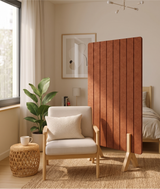 Office Partition Screen – Vertical Grooved – PET Felt, Wooden Feet