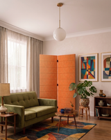 2 Panel Folding Room Divider - Horizon Engraved PET Felt Screen