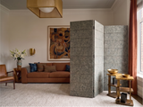 3 Panel Folding Room Divider - Horizon Engraved PET Felt Screen