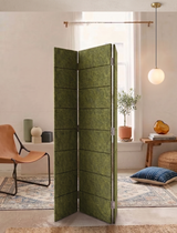 3 Panel Folding Room Divider - Horizon Engraved PET Felt Screen