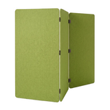 Apple green 3 panel folding room divider in recycled acoustic PET felt, freestanding privacy screen, part folded