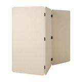 Natural cotton 3 panel folding room divider in recycled acoustic PET felt, freestanding privacy screen, part folded showing the panel depth