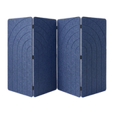 Blue jay PET felt four panel folding room divider with concentric arches engraved into the face