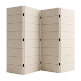 A three-panel folding room divider with a textured beige PET felt, shown on a clean white background.