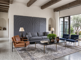Slate grey arches engraved folding room divider opened out flat to give a wall a textured finish