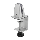 Metal clamp with adjustable screw on a white background