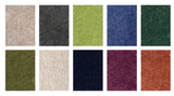A grid of ten PET felt swatches in assorted colors, arranged in two rows on a plain white background.