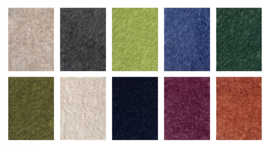 A grid of ten PET felt swatches in assorted colors, arranged in two rows on a plain white background.