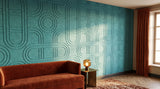 Chain engraved felt wall panels in Aqua Turquoise, in a hotel lounge