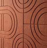 Chain engraved felt wall panels in Cinnamon, close-up of the engraved grooves