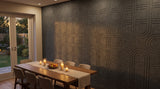 Chain engraved felt wall panels in Slate Grey, in a dining room
