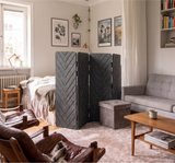 4 Panel Folding Room Divider - Chevron Engraved PET Felt Screen