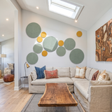 Round pet felt wall tiles in a styled interior