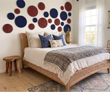 Round pet felt wall tiles on a wall in a living space