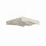 Crease acoustic ceiling baffle kit in Natural Cotton, eight PET felt blades with a single fold on silver rails