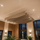 Drape felt ceiling baffles in Manilla Beige as a feature over a hotel lounge
