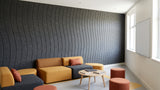 Drift engraved felt wall panels in Slate Grey, in a school space