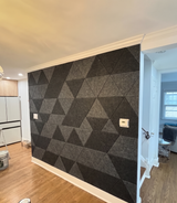Colourful equilateral triangle acoustic PET felt feature wall
