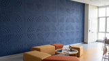 Fan engraved felt wall panels in Blue Jay, in a school space