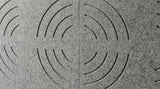 Fan engraved felt wall panels in Dark Silver, close-up of the engraved grooves