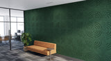 Fan engraved felt wall panels in Pine Green, in an office