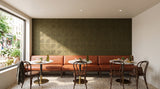 Fan engraved felt wall panels in Woodland Moss, in a restaurant