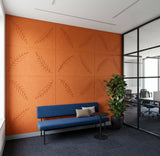 Fern engraved felt wall panels in Orange, in an office