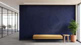 Fern engraved felt wall panels in Oxford Blue, in an office