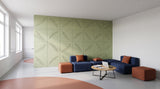 Fern engraved felt wall panels in Tea Green, in a school space