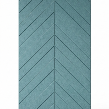 Teal rug with a chevron pattern on a white background