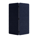 A dark navy blue foldable PET felt screen or divider with a textured woven surface, shown partially open on a plain white background.
