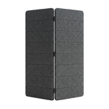 A dark gray foldable PET felt divider or screen with a textured fabric surface and black hinges, shown on a plain white background.