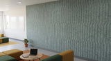 Jog engraved felt wall panels in Pewter Grey, in a school space