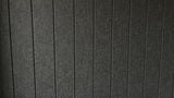 Jog engraved felt wall panels in Slate Grey, close-up of the engraved grooves