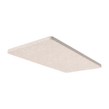 Off-white rectangular felt ceiling raft with rounded corners on a white background