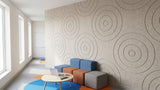 Orbit engraved felt wall panels in Blanched Almond, in a school space