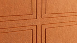 Panelled engraved felt wall panels in Orange, close-up of the engraved grooves