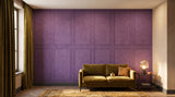Panelled engraved felt wall panels in Purple, in a hotel lounge