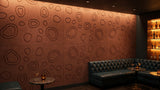 Pebble Beach engraved felt wall panels in Cinnamon, behind a bar