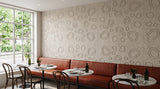 Pebble Beach engraved felt wall panels in Manilla Beige, in a restaurant
