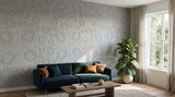Pebble Beach engraved felt wall panels in Silver Grey, on a living room wall