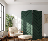 2 Panel Folding Room Divider - Chevron Engraved PET Felt Screen