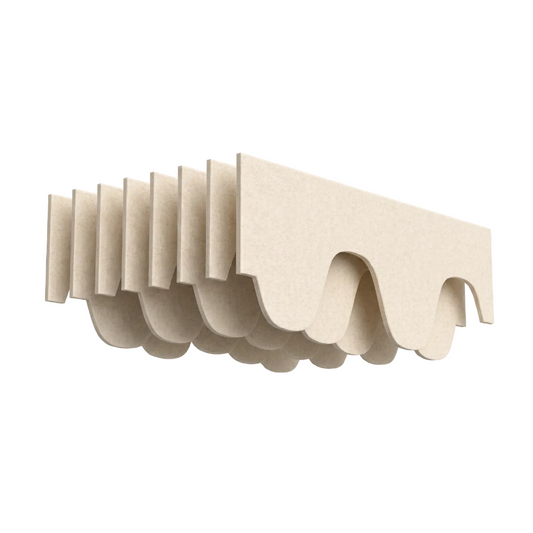 A natural cotton PET felt acoustic plateau ceiling raft, shown on a plain white background.