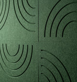 Rainbow engraved felt wall panels in Green, close-up of the engraved grooves