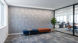 Rainbow engraved felt wall panels in Light Grey, in an office