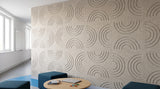 Rainbow engraved felt wall panels in Manilla Beige, in a school space
