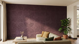 Rainbow engraved felt wall panels in Plum, on a living room wall
